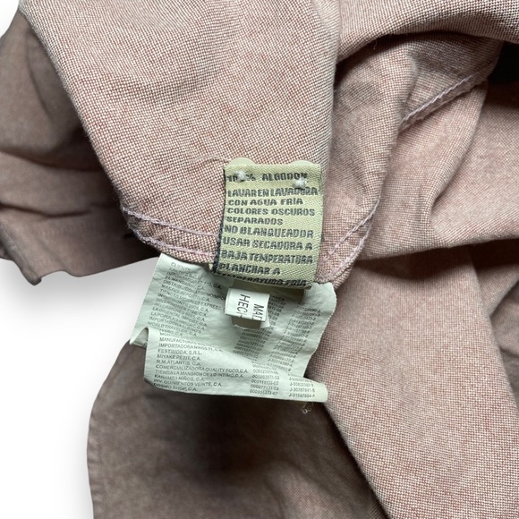 Antik Denim 100% Cotton Button Down Collar Shirt Size Large Pink Chambray - Picture 5 of 6